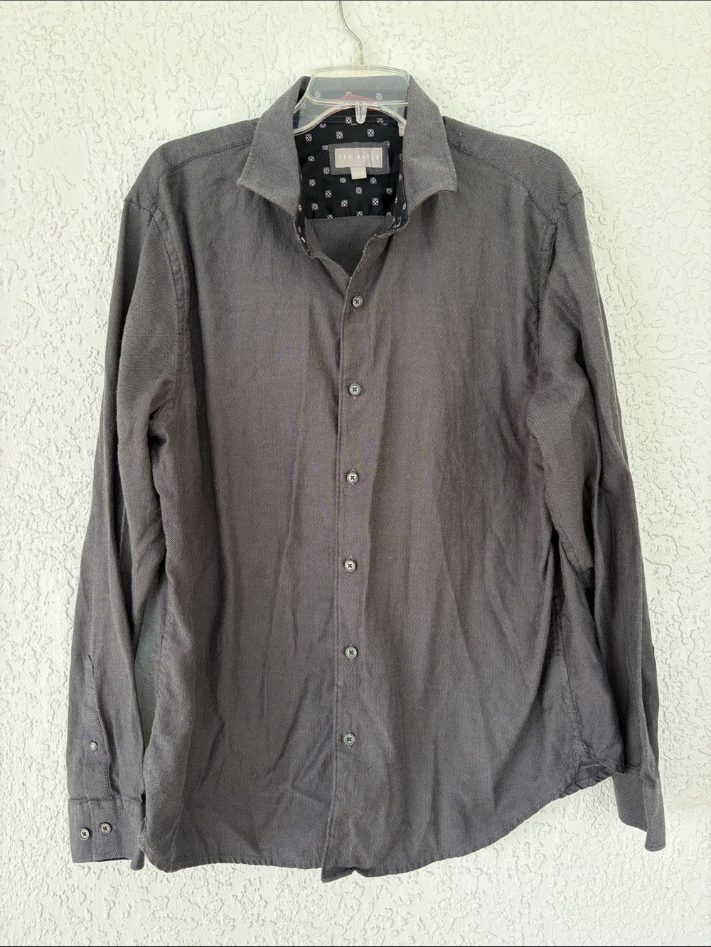 Ted Baker Men’s Long-Sleeve Button-Up Shirt - Charcoal size XL